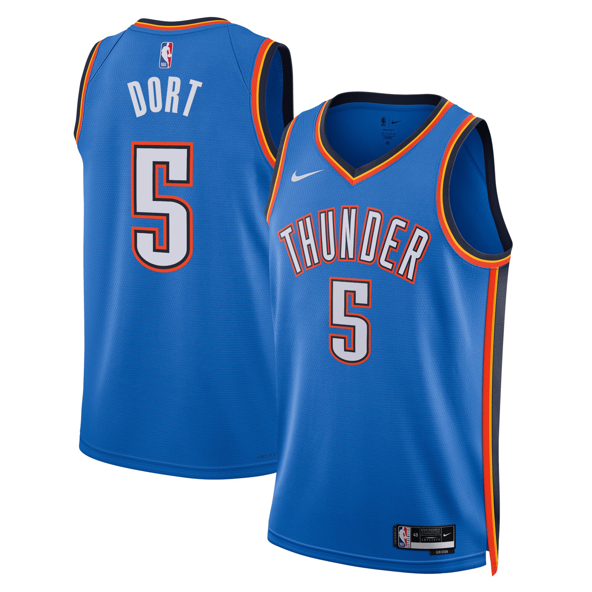 Oklahoma City Thunder Icon Edition Swingman Jersey – Blue – Luguentz Dort – Unisex