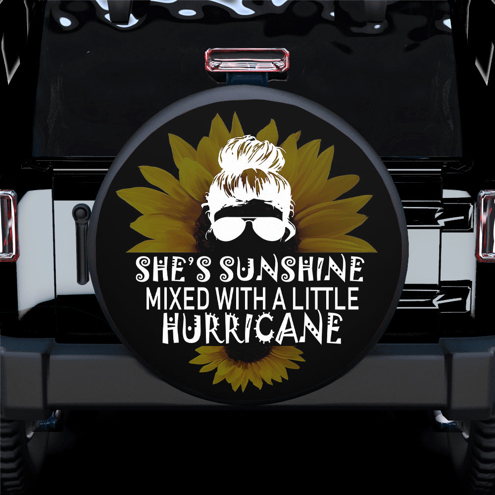 She’S Sunshine Mixed With A Little Hurricane Hd Jeep Car Spare Tire Cover Gift For Campers