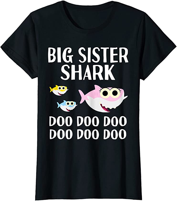 Big Sister Shark Doo Christmas Matching Family Girls Women T-Shirt