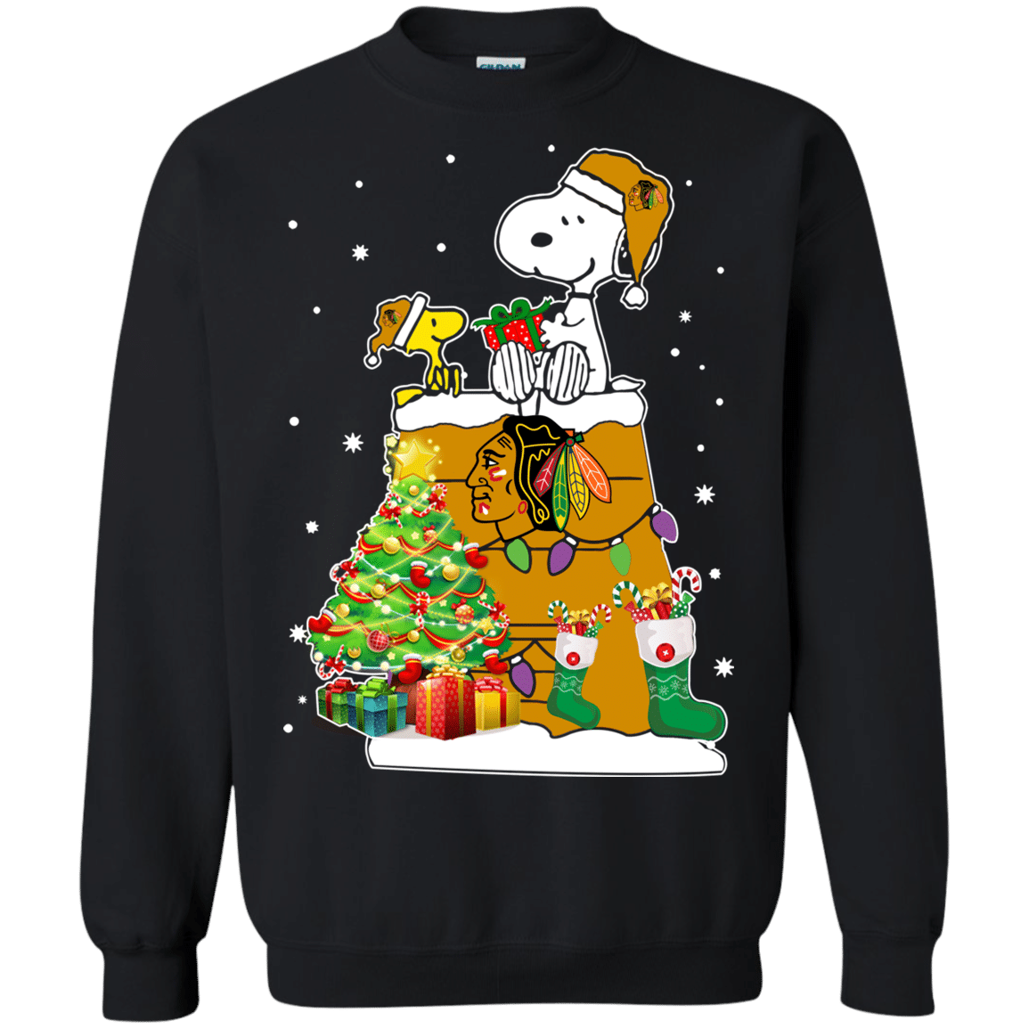 Check out this awesome Chicago Blackhawks Snoopy & Woodstock Christmas Shirt Sweatshirt