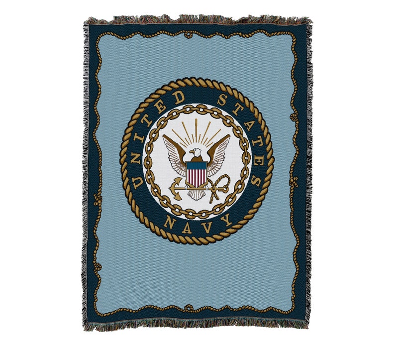 Us Navy Emblem Vintage Retro Style Couch Sofa Blanket,  Woven Throw Blanket Home Decor