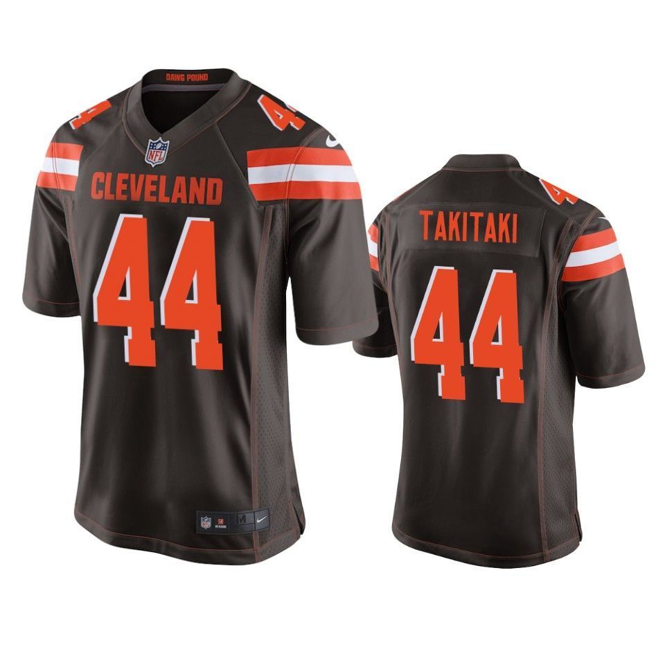 Cleveland Browns Sione Takitaki 2019 NFL Draft Brown Game Jersey