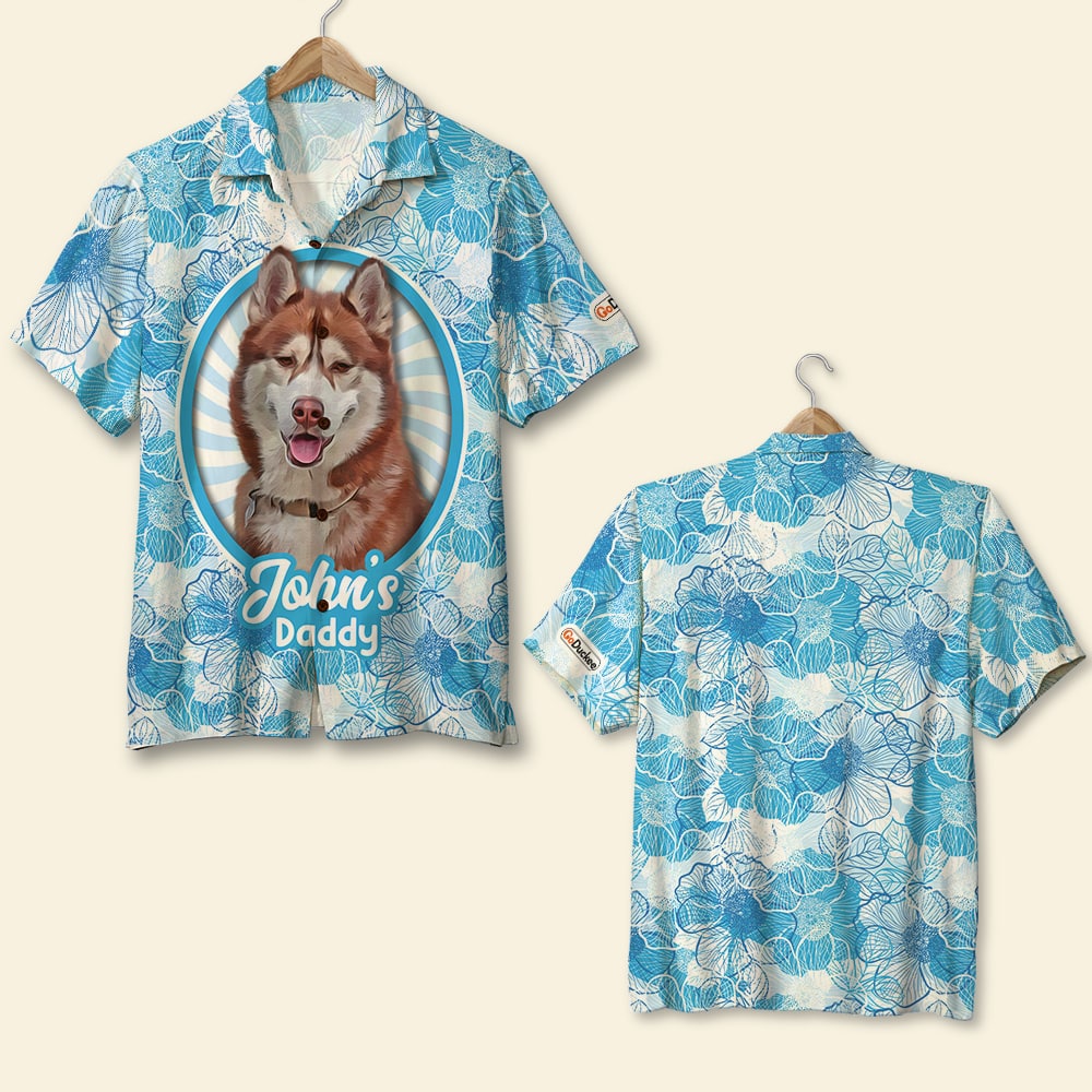 Custom Photo Dog Lover Hawaii Shirt Floral Pattern 03 Ha80010