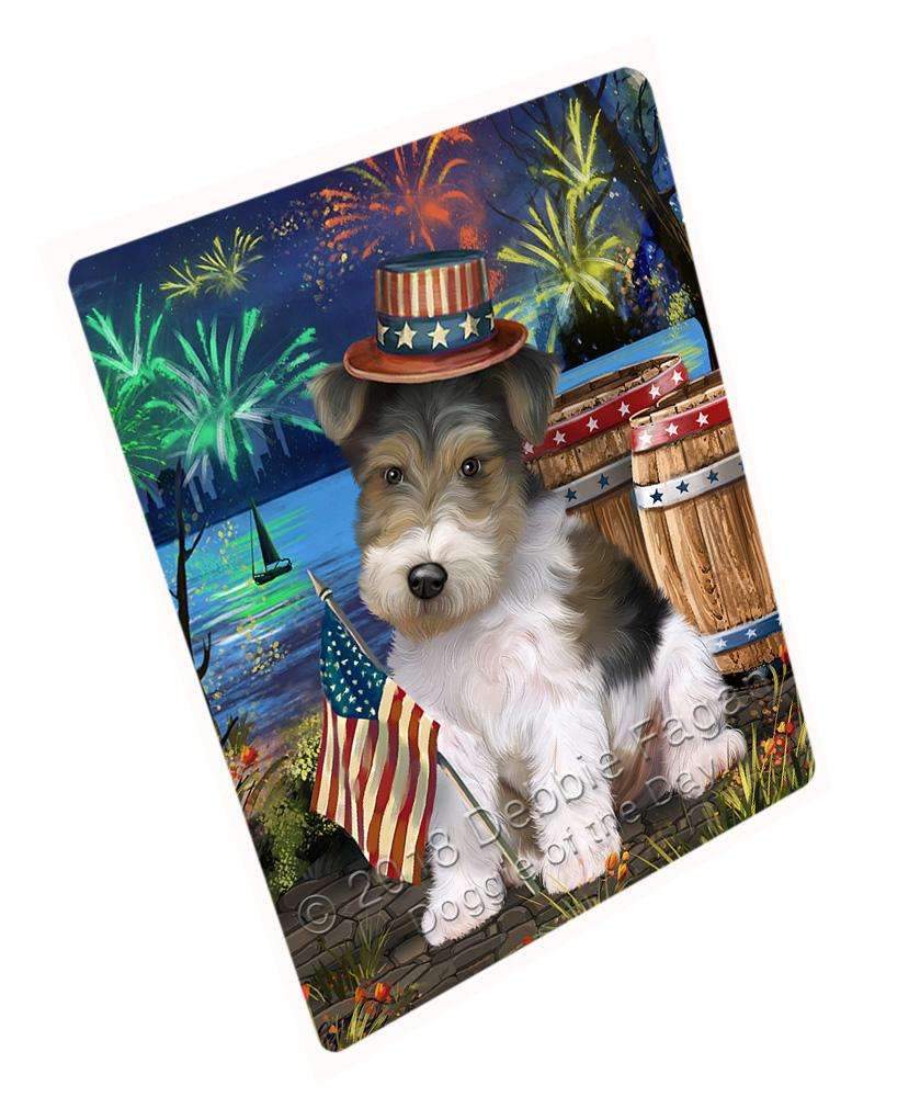 4Th Of July Independence Day Fireworks Wire Hair Fox Terrier Dog At The Lake Blanket Blnkt77439