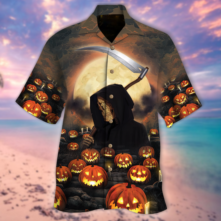 Moonlight Pumpkin Skull Halloween Hawaii Shirt For Men Women Adult Ha103835