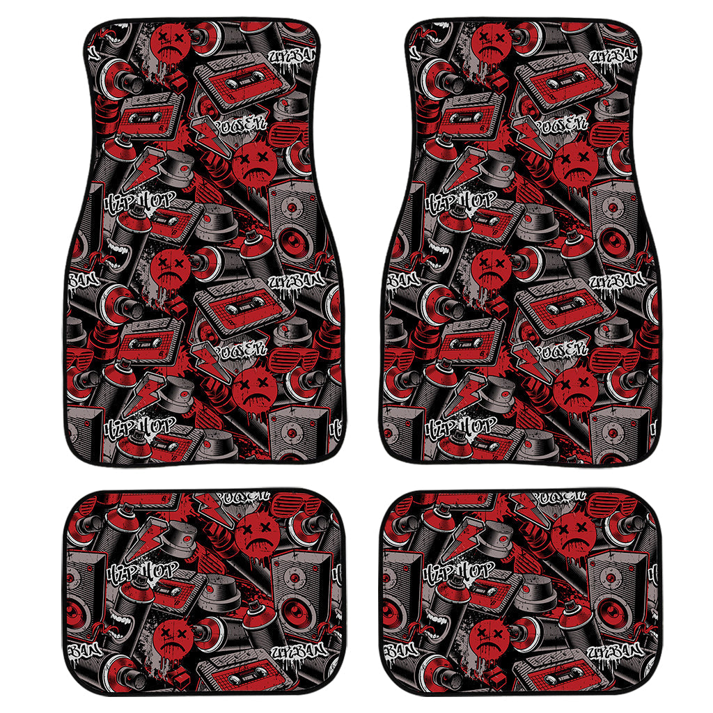 Grunge Graffiti Pattern Print Front And Back Car Floor Mats, Front Car Mat