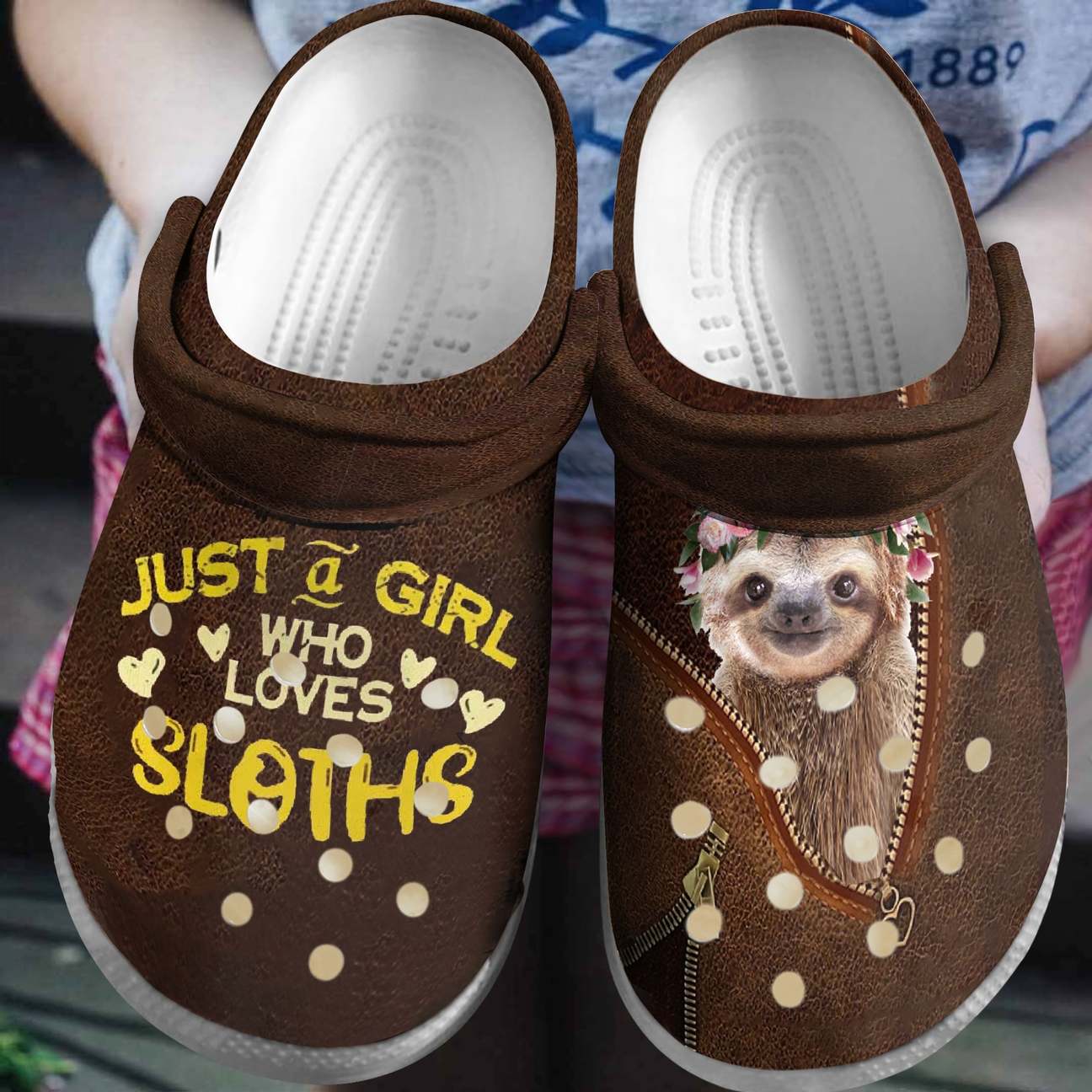 Sloth Personalized Clog, Custom Name, Text, Color, Number Fashion Style For Women, Men, Kid, Print 3D Just A Girl Who Loves Sloth