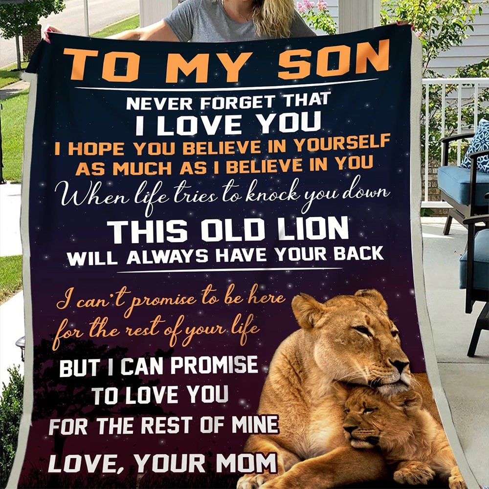 To My Son From Lion Mom Blanket Christmas Gift For Son