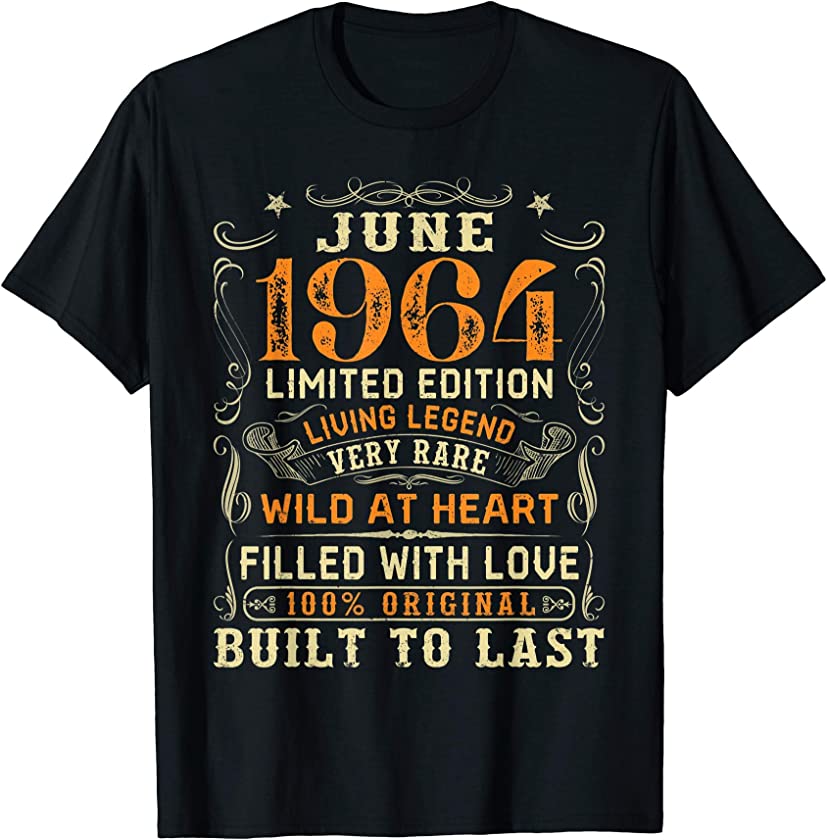 Vintage June 1964 Awesome 57 Yrs Old 57th Birthday Gift T-Shirt