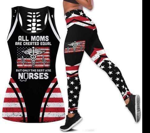 Mother’s Day Gifts Proud US Nurse Mom Hollow Tank Top And Legging 3D Print #V