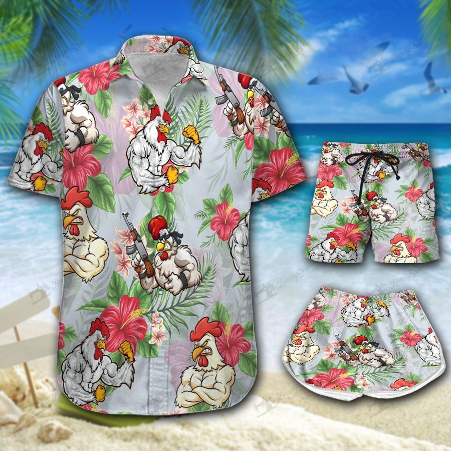 Rooster Fighter Hawaiian Shirt Shorts Ha15055