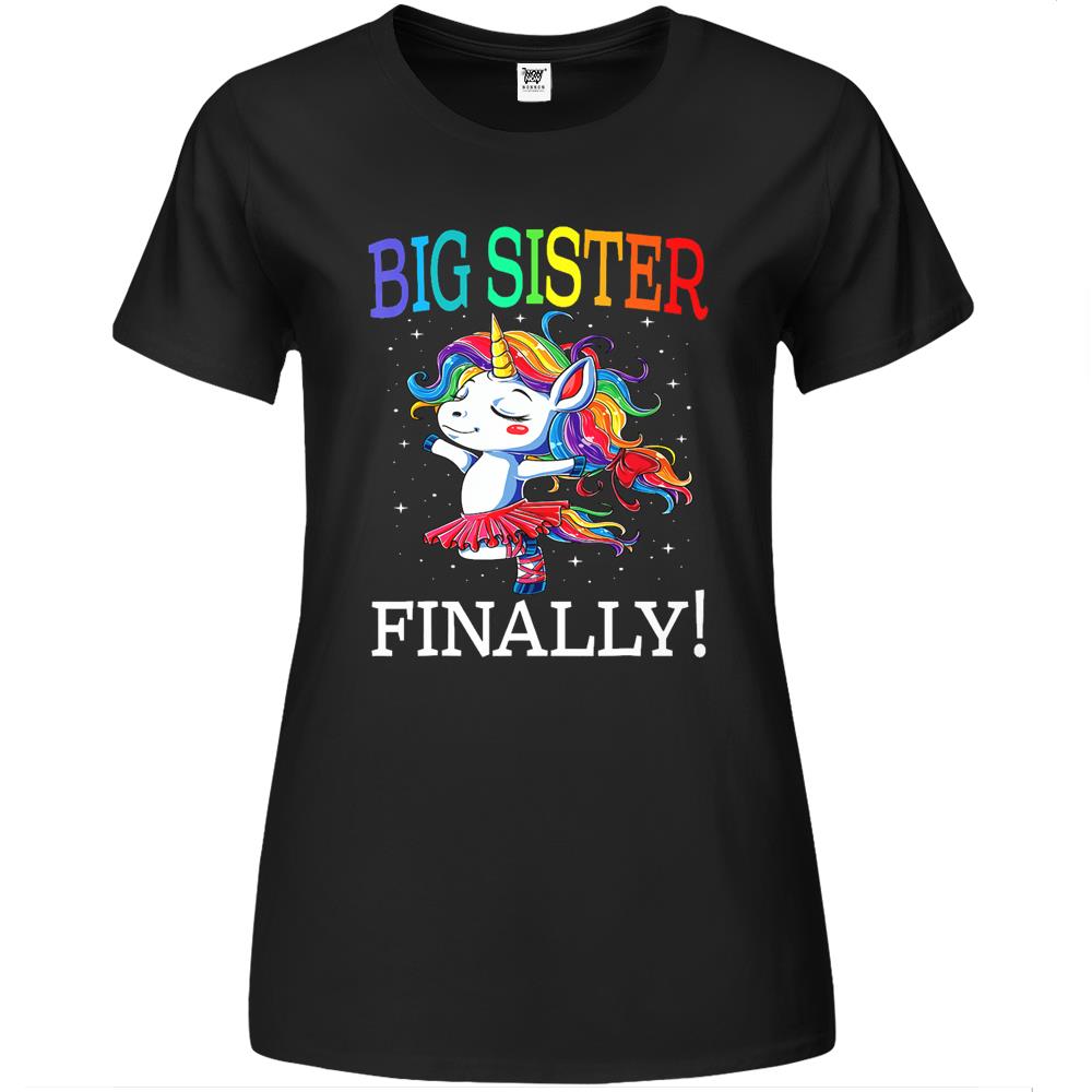 Big Sister Finally Unicorn Shirt – Unicorn Shirt For Girl Gift Premium Womens T Shirts