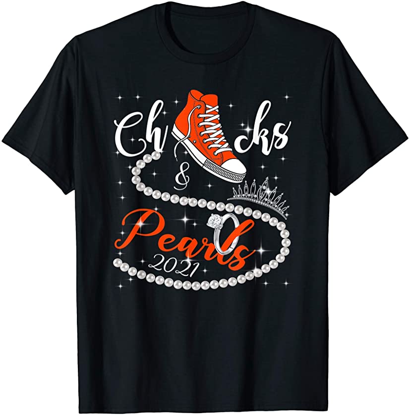 Chucks and Pearls 2021 HBCU Black Girl Magic Orange Gift T-Shirt