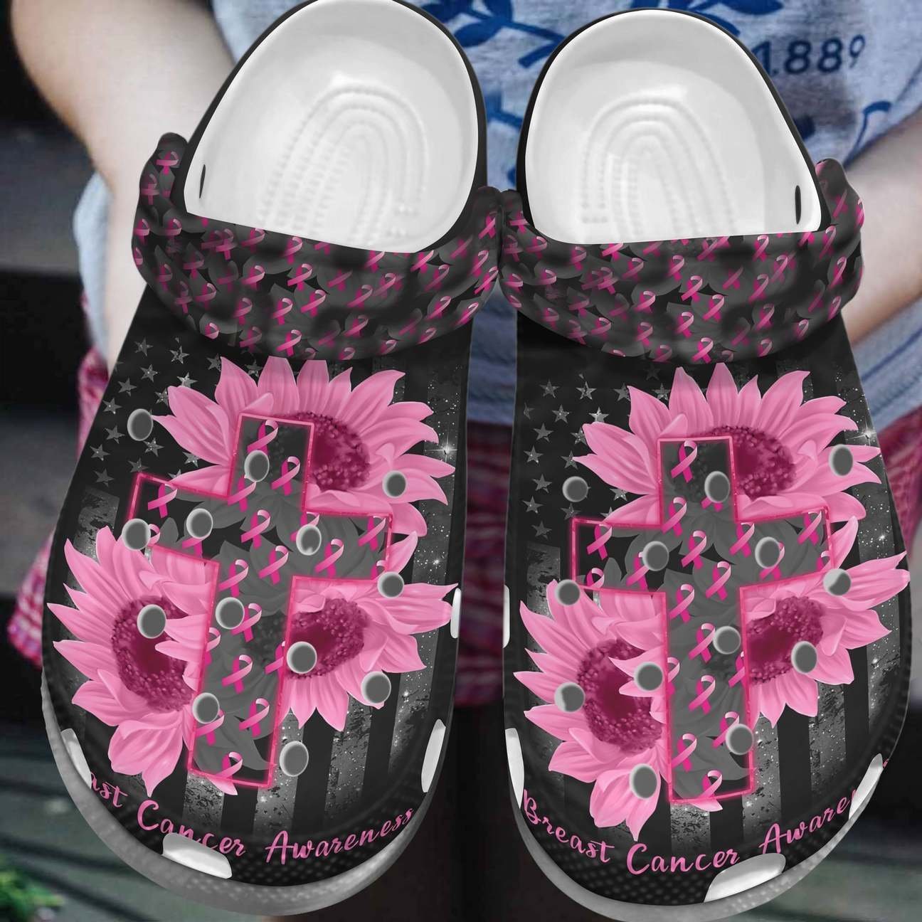 Breast Cancer Personalized Clog, Custom Name, Text, Color, Number Fashion Style For Women, Men, Kid, Print 3D Strong Girl