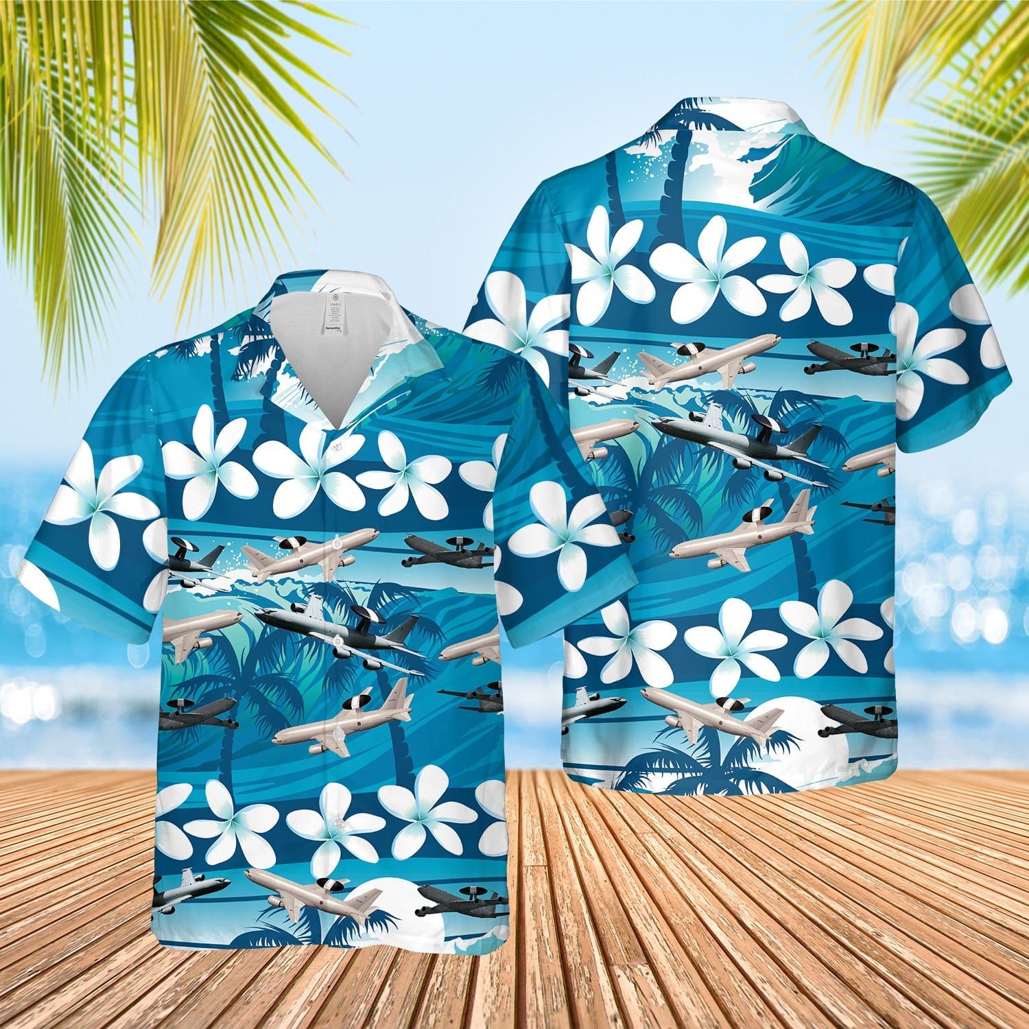 Tropical Flower Boeing E-3 Sentry Aloha Hawaiian Shirts #Dh