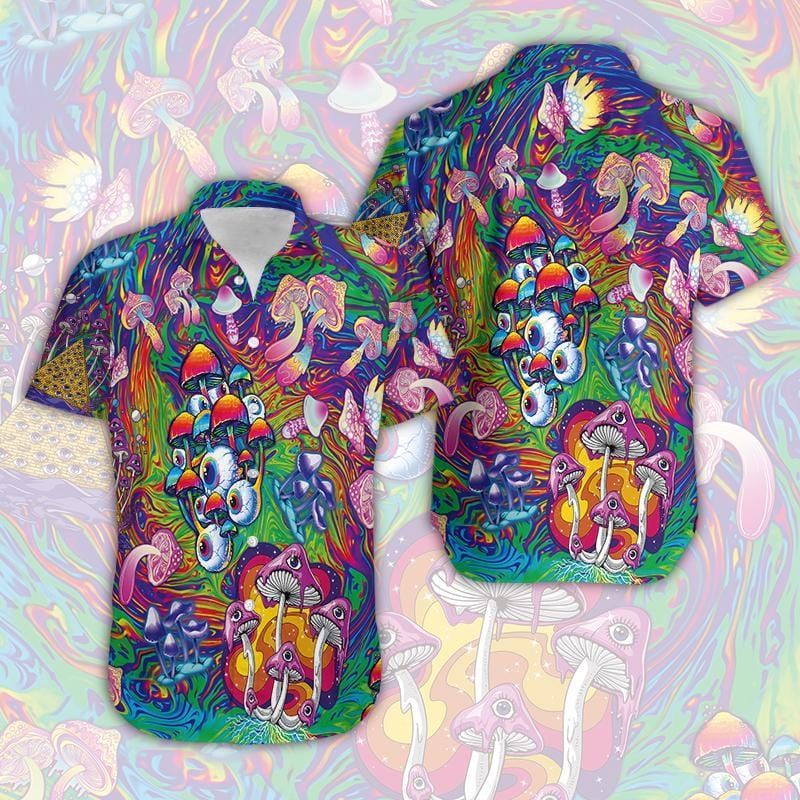 Felacia Colorful Holographic Mushroom Hippie Unisex Hawaii Aloha Ha70612