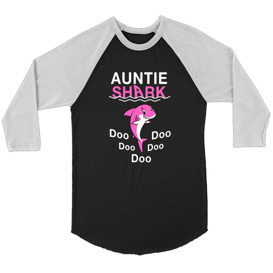 Auntie Shark Doo Doo Doo – Canvas 3/4 Raglan Shirt