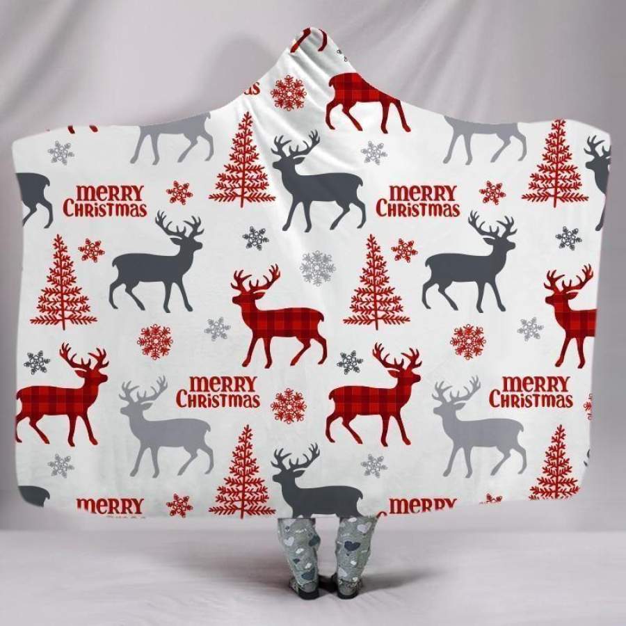 X-Mas Colorful Reindeer Pattern Hooded Blanket Christmas Decoration Ideas Christmas Gift Ideas