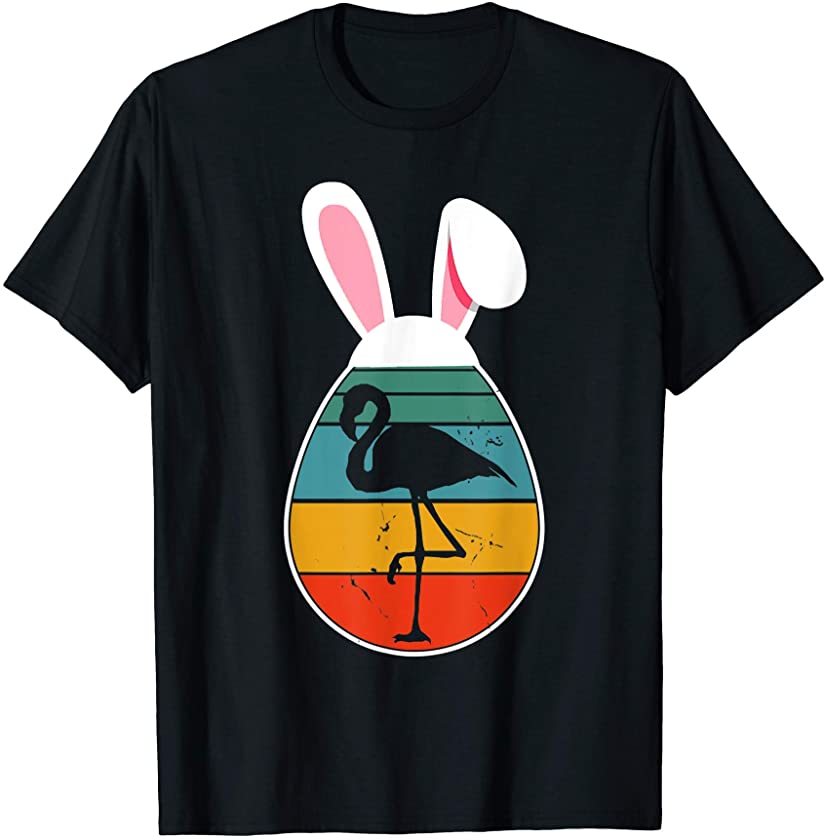 Vintage Retro Flamingo In Easter Egg Bunny Flamingo Lover T-Shirt