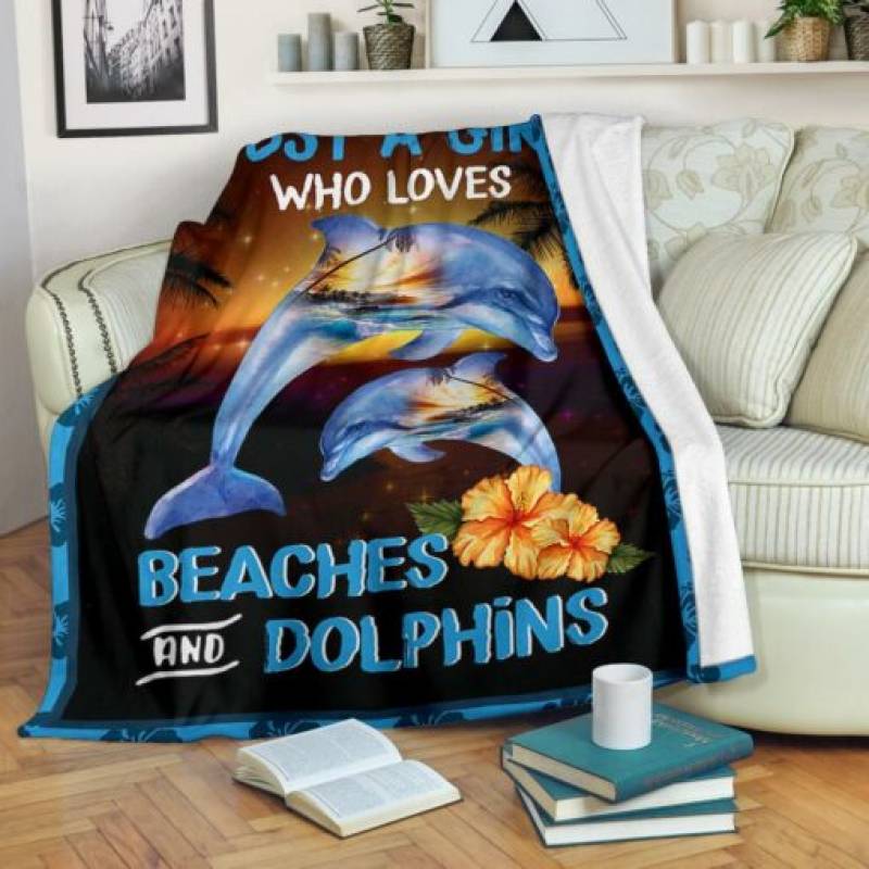 homesweetquilt – Just A Girl Who Loves Dolphins Fleece Blanket, Small, Medium, Large, X-large, hf1408