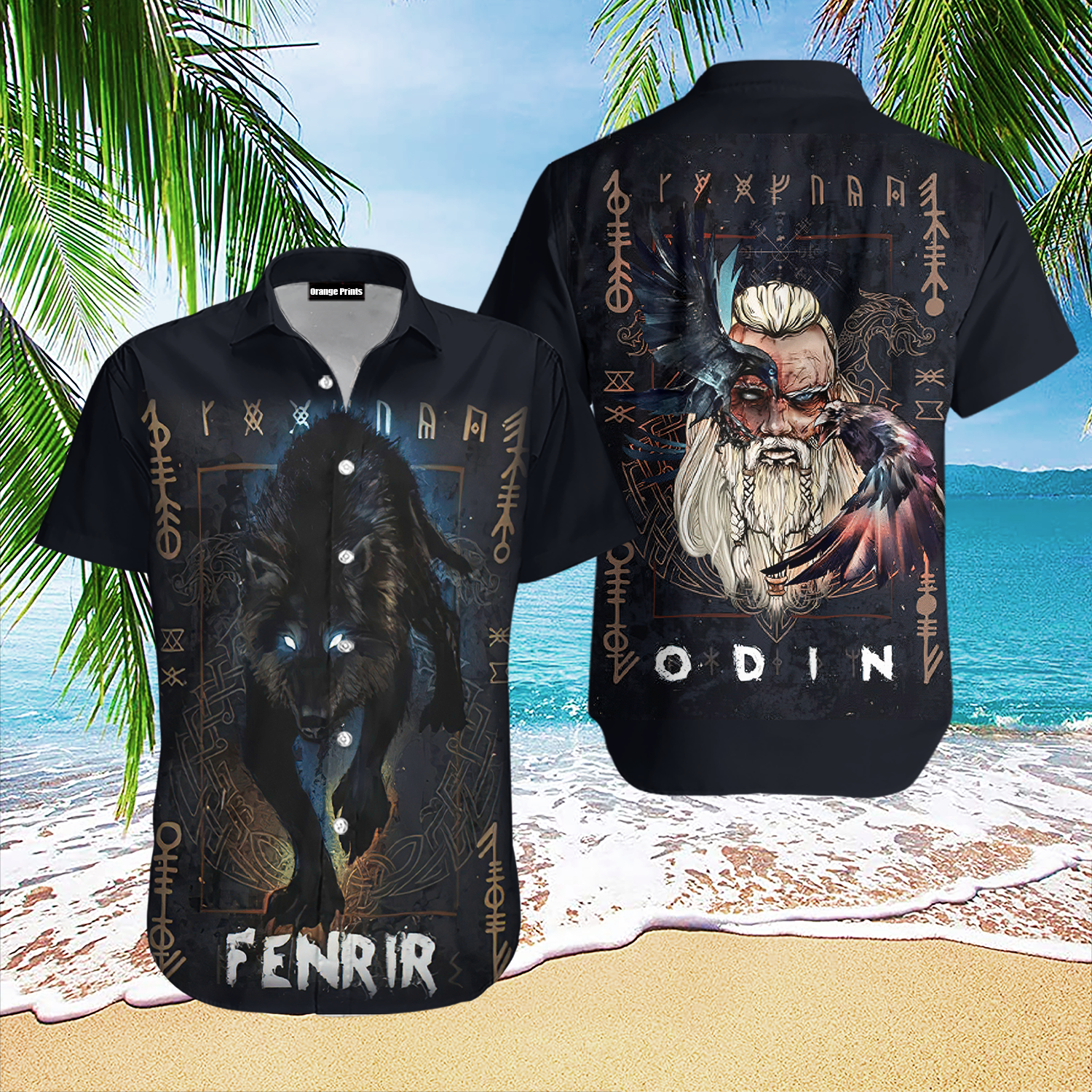 Fenrir And Odin Hawaii Shirt For Men Women Ha33150