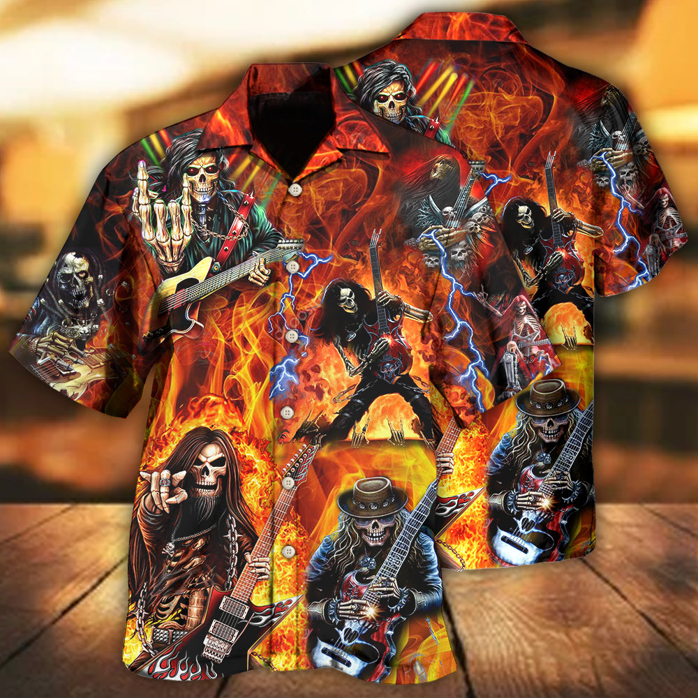 Guitar Skull Fire Style Hawaii Shirt Ha52856