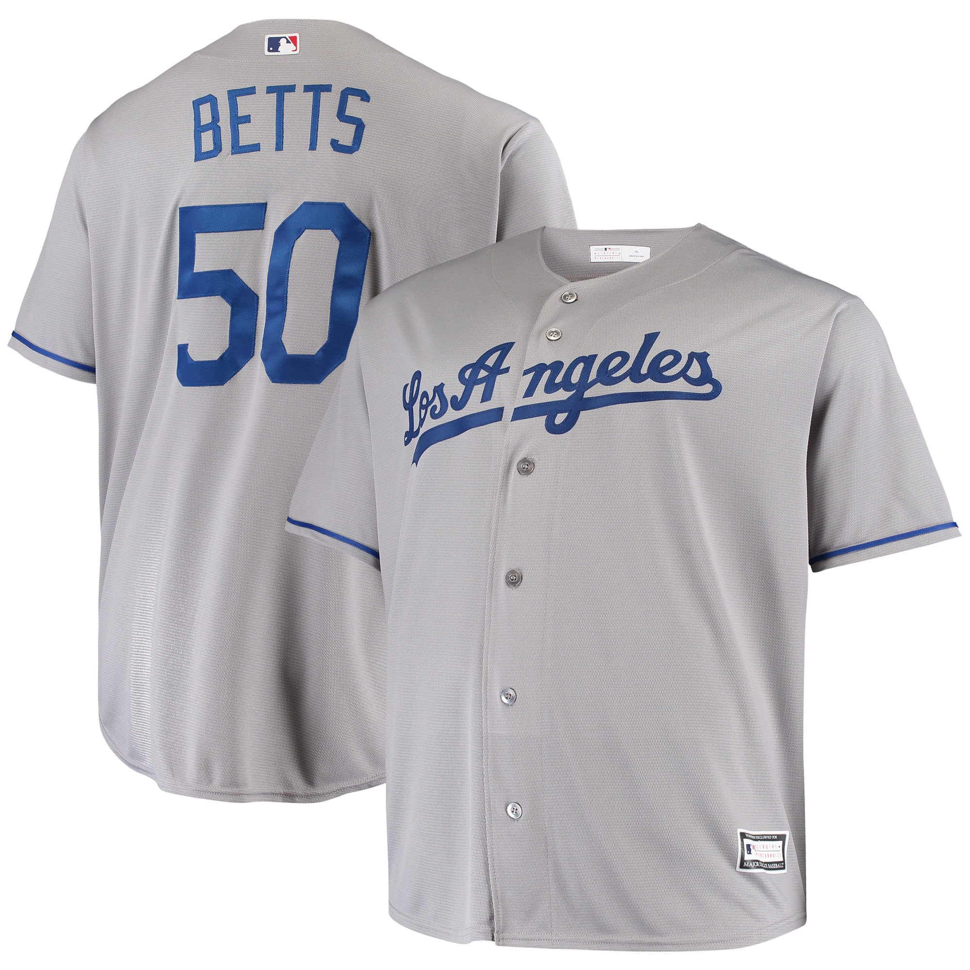 Men’s Los Angeles Dodgers Mookie Betts Gray Big & Tall Player Jersey