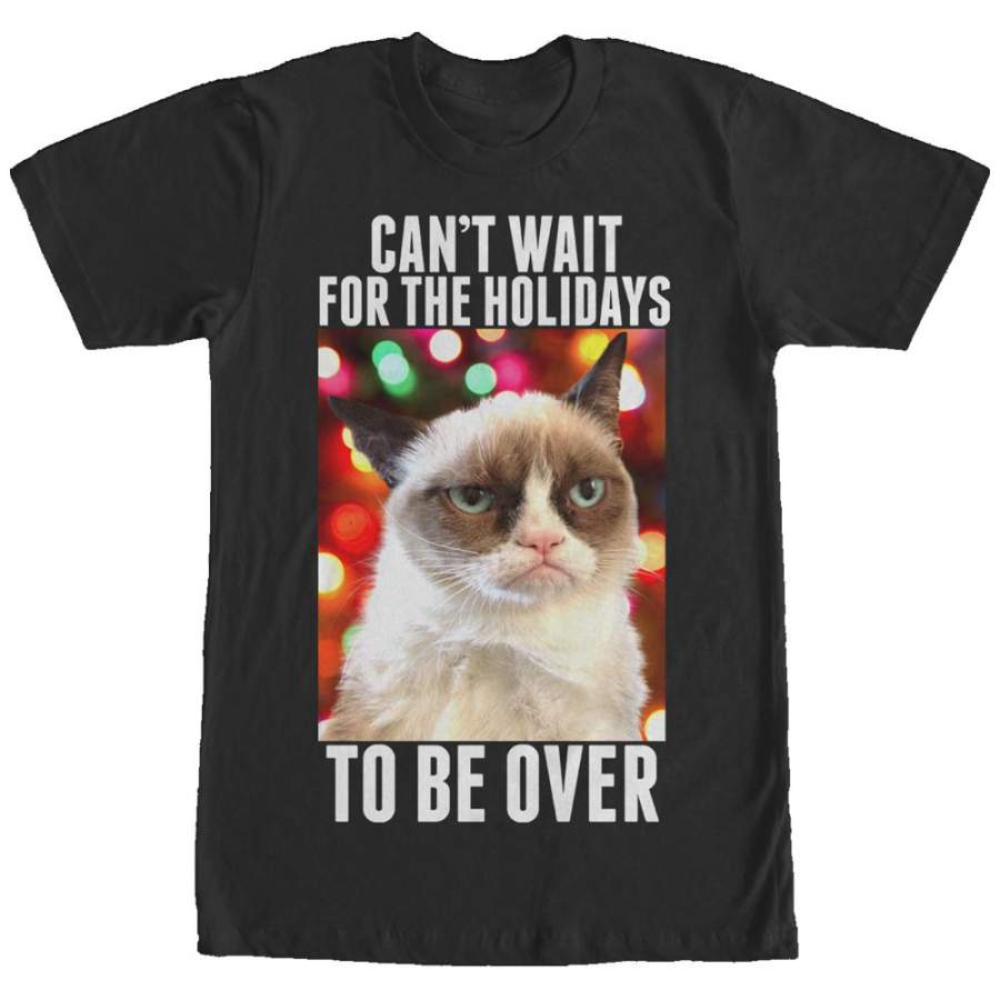 Grumpy Cat Men’s Christmas Holidays Over  T Shirt Black S