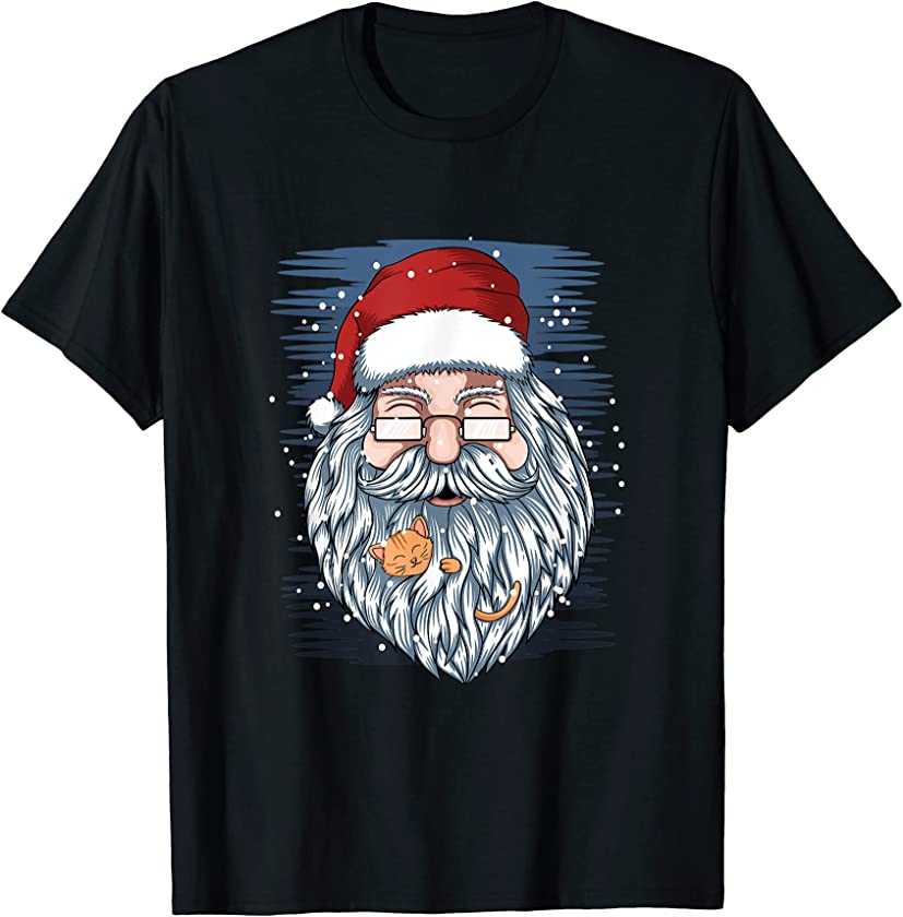 Santa And Kittens Merry Christmas Xmas Gift Present T-Shirt