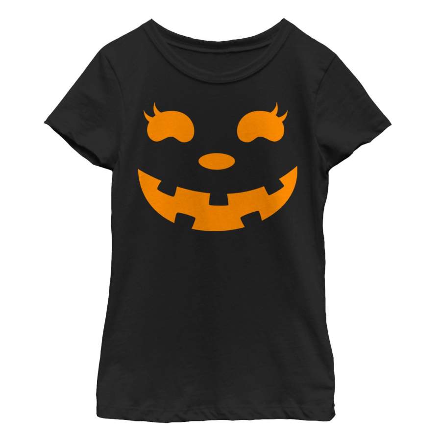 CHIN UP Girl’s Halloween Jack o’ Lantern Face  T Shirt