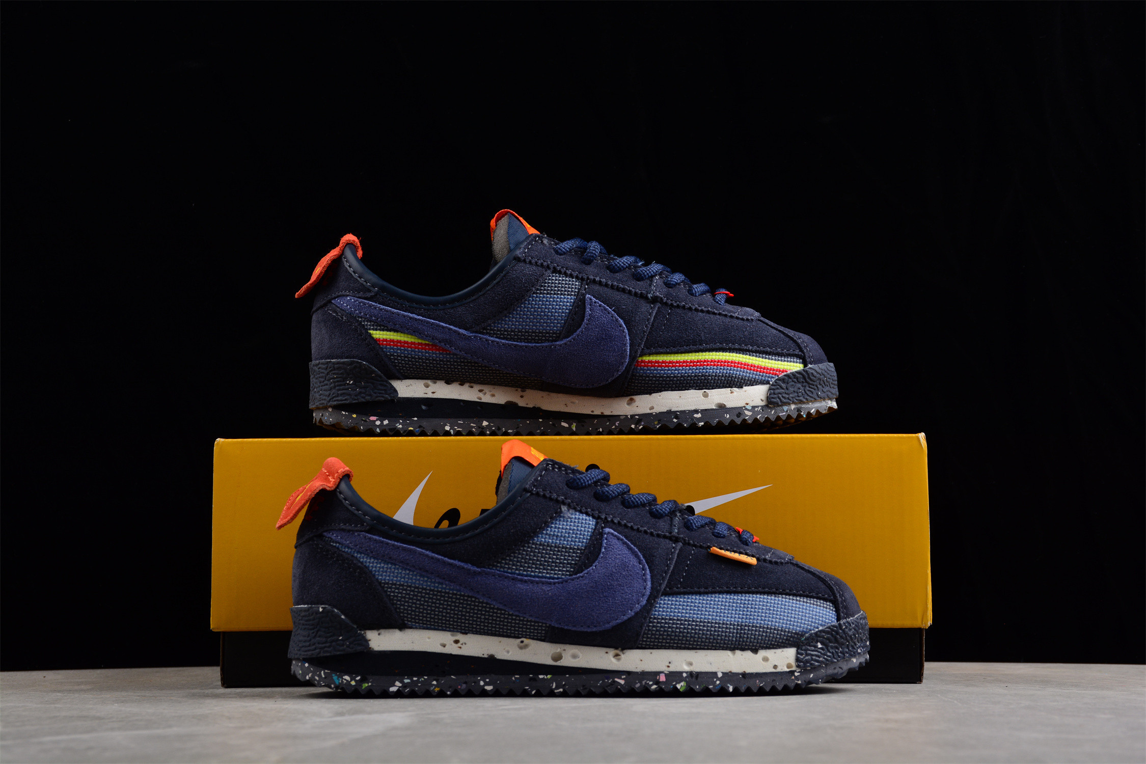 Union LA x Nike Cortez Black Dark Grey Blue Shoes Sneakers SNK165938923 7338