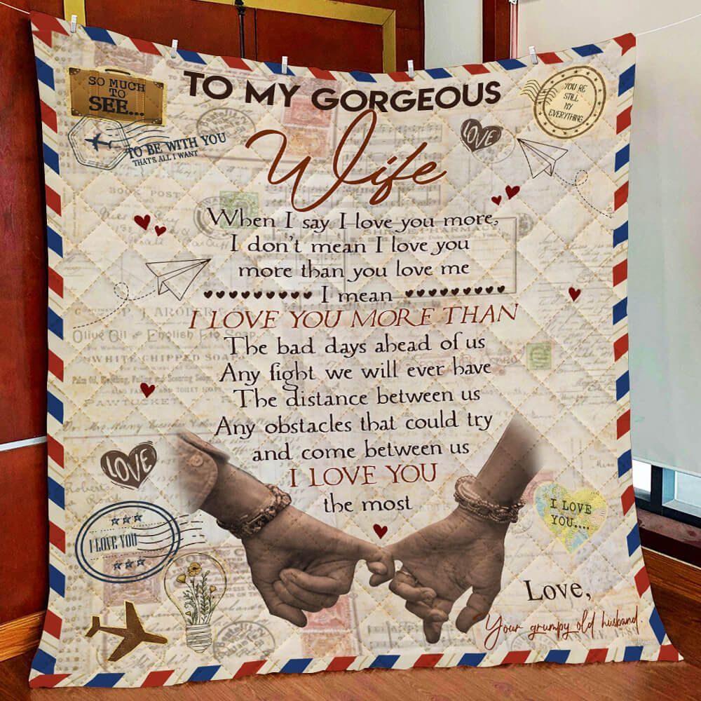 To My Wife, I Love You Letter Quilt Blanket