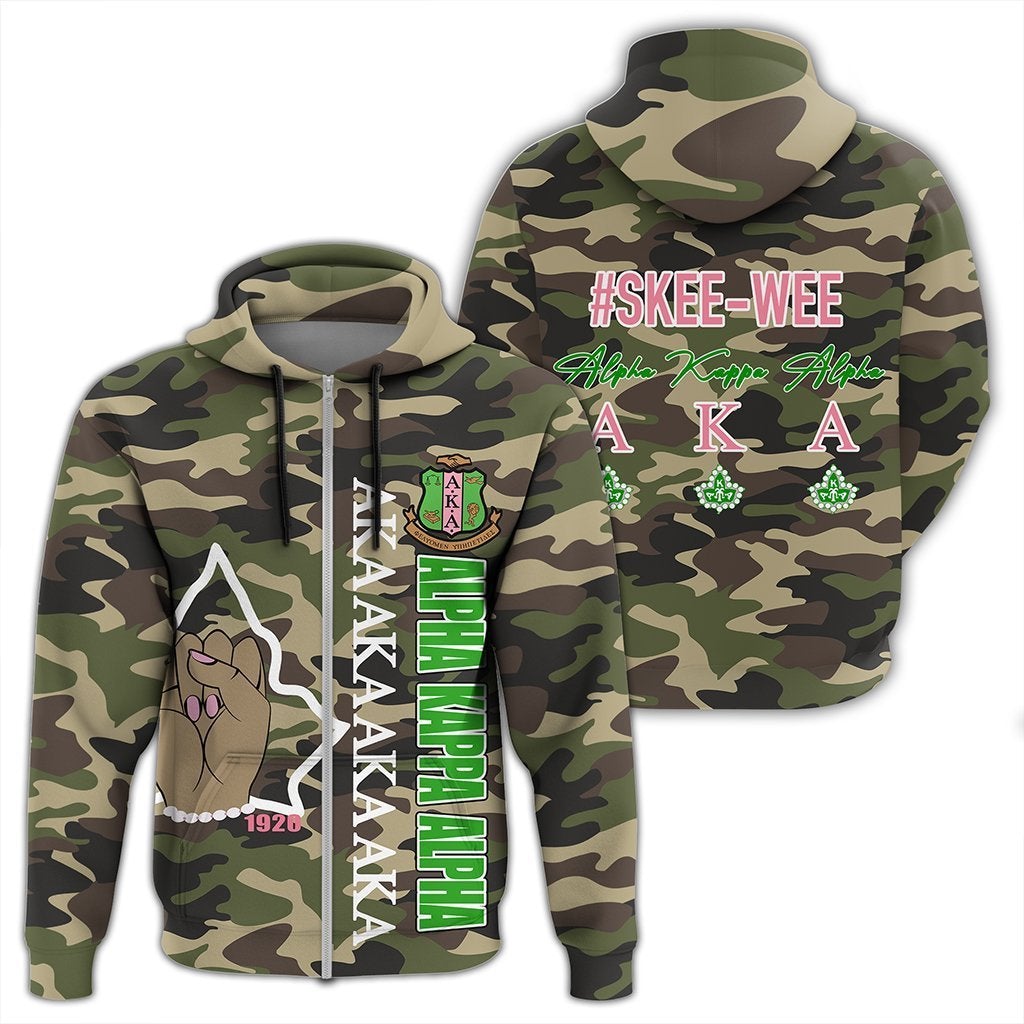 Alpha Kappa Alpha Camouflage Style Zip Hoodie