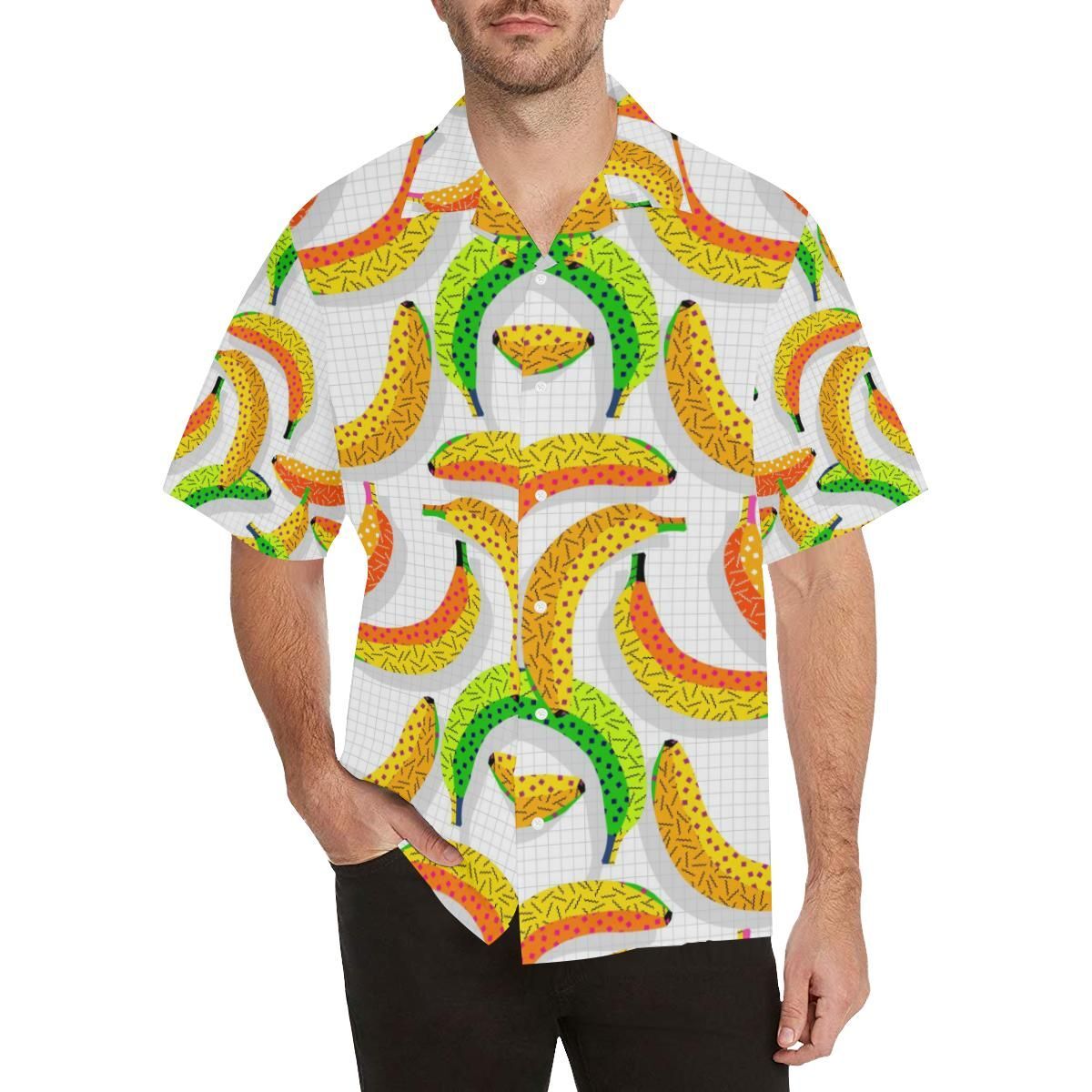 Banana Geometric Pattern Men’S All Over Print Hawaiian Shirt