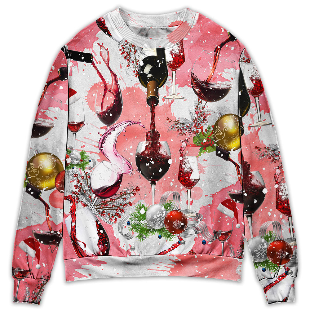 Wine Drinking A Glass Of Fine Wine On Christmas – Sweater  – Ugly Christmas Sweaters  – Owl Ohh