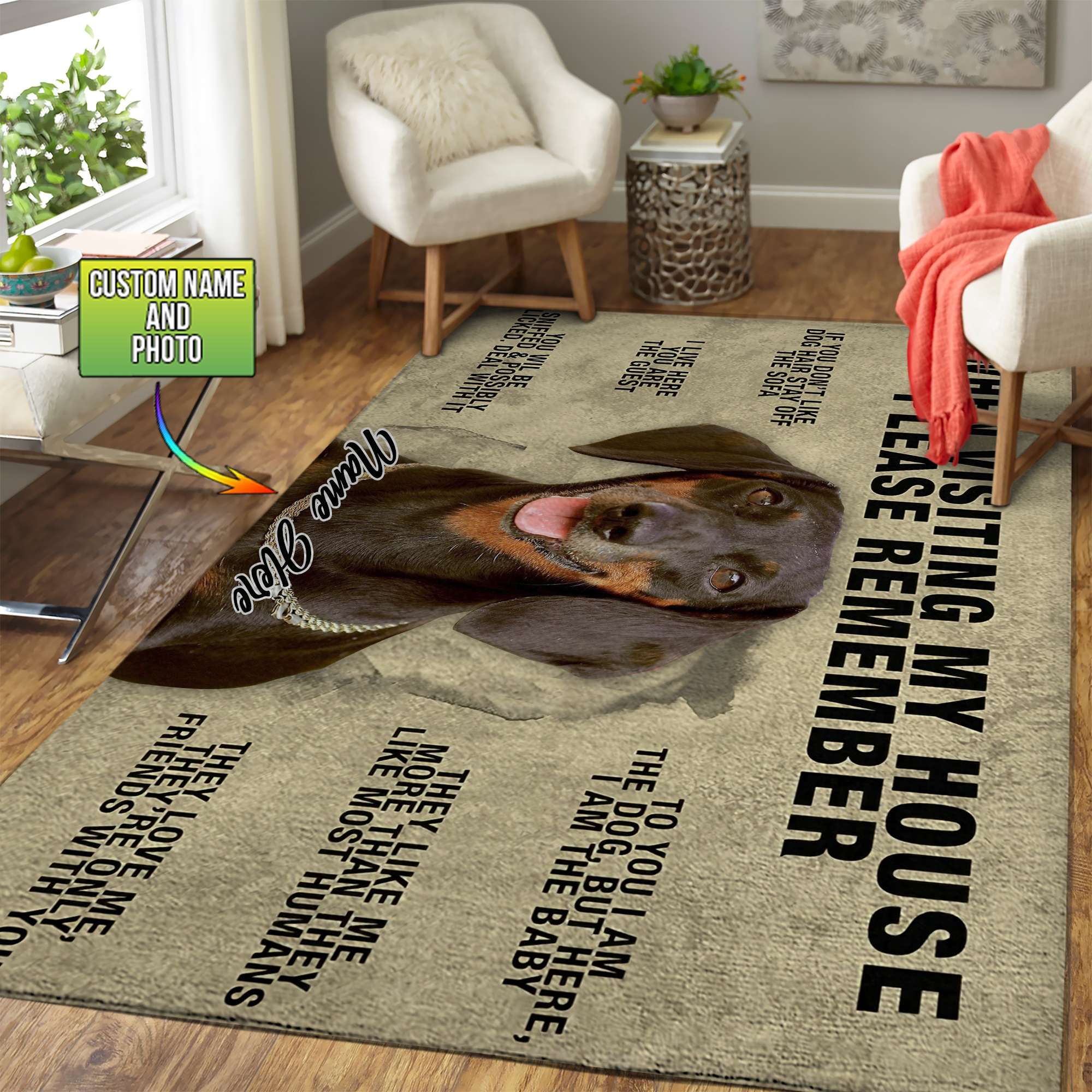 When Visiting Customized Dachshund Rug