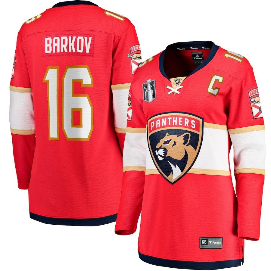 Aleksander Barkov 16 Florida Panthers Women’s 2023 Stanley Cup Final Home Breakaway Player Jersey – Red