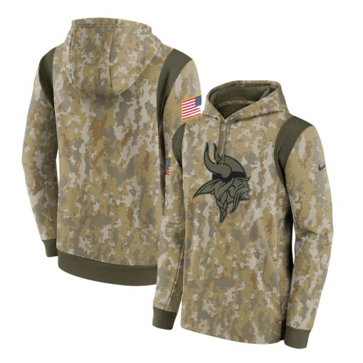 Minnesota Vikings Camo 2021 Salute To Service Therma Hoodie