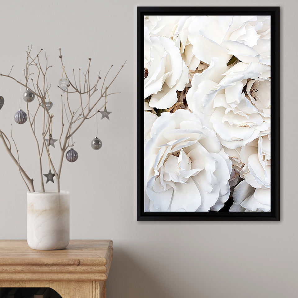 White Flowers Framed Canvas Print – Canvas Painting, Canvas Art, Wall Art, Wall Decor