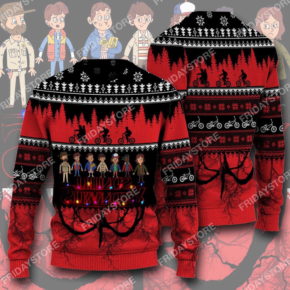 Unifinz Stranger Things Ugly Sweater St Up Down World Horror Christmas Sweater 2022