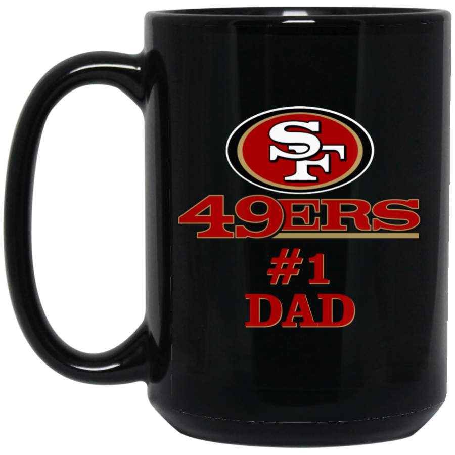 Custom Personalized San Francisco 49ers Logo & Text #1 Dad BM15OZ 15 oz. Black Mug Santacruzshirt Fashion