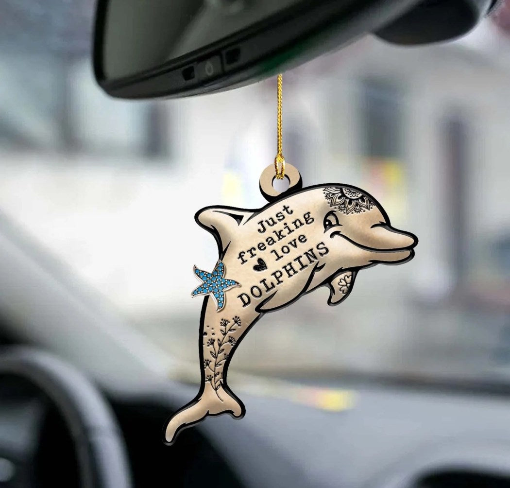 Holatshirt Fun Car Decor Dolphin Freaking Love Dolphin Lovers Two Sided Ornament