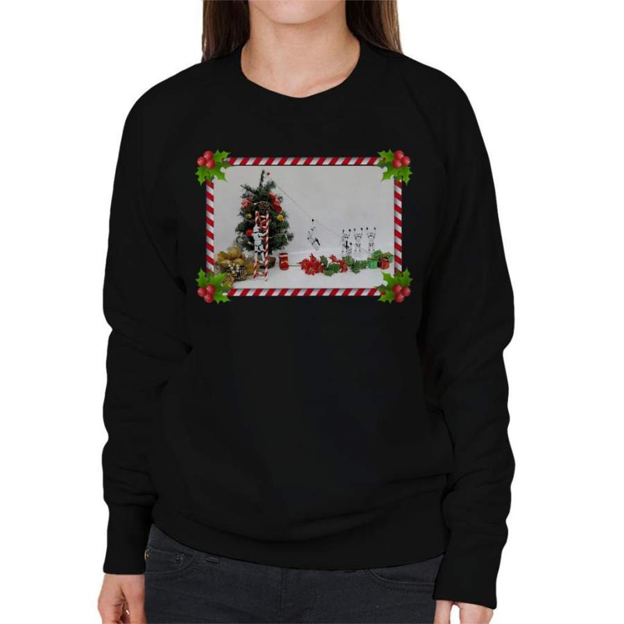 Original Stormtrooper Christmas Tree Candy Cane Slide Women’s Sweatshirt