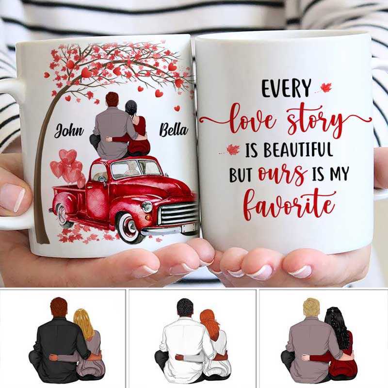 Valentine Couple With Car And Tree Personalized Mug