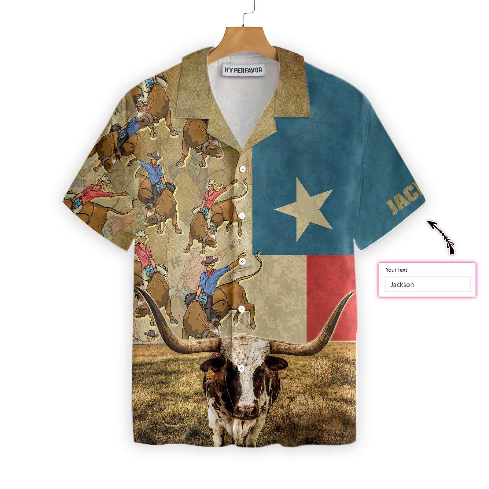 Rodeo Longhorn Texas Flag Custom Hawaii Unique Shirt For Lovers Ha34330