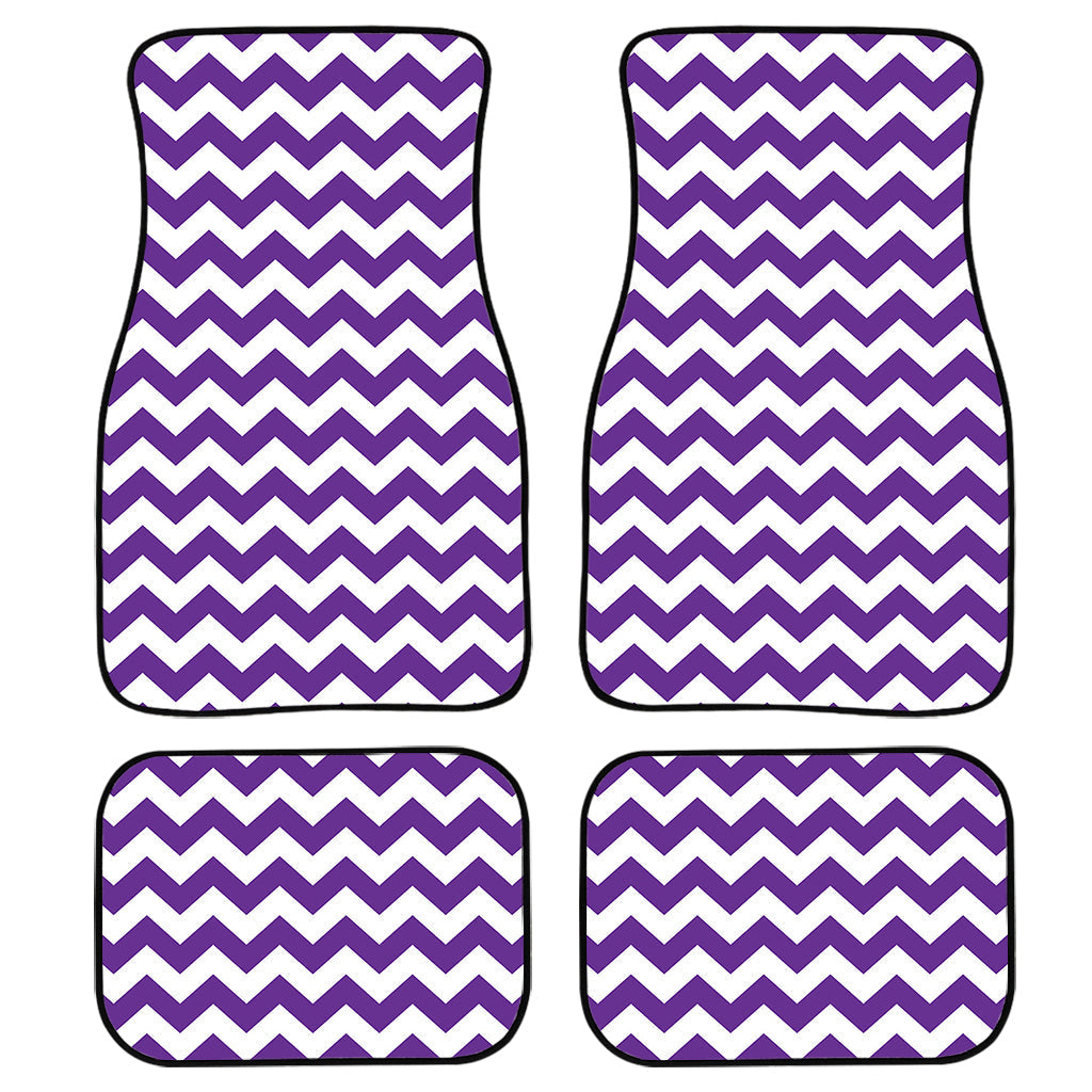 Purple And White Chevron Pattern Print Front And Back Car Floor Mats, Front Car Mat