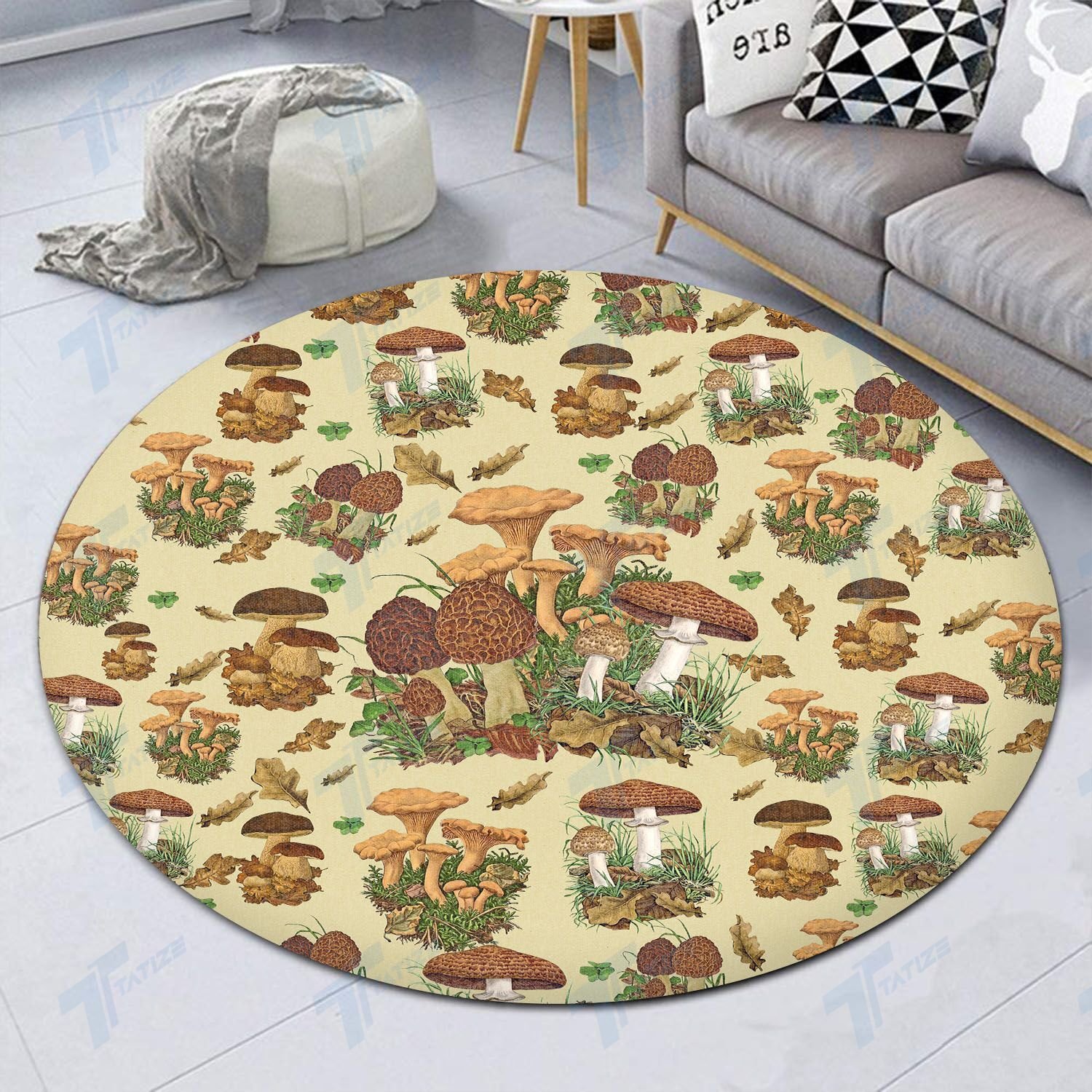 Mushrooms Color Patterns Premium Round Rug