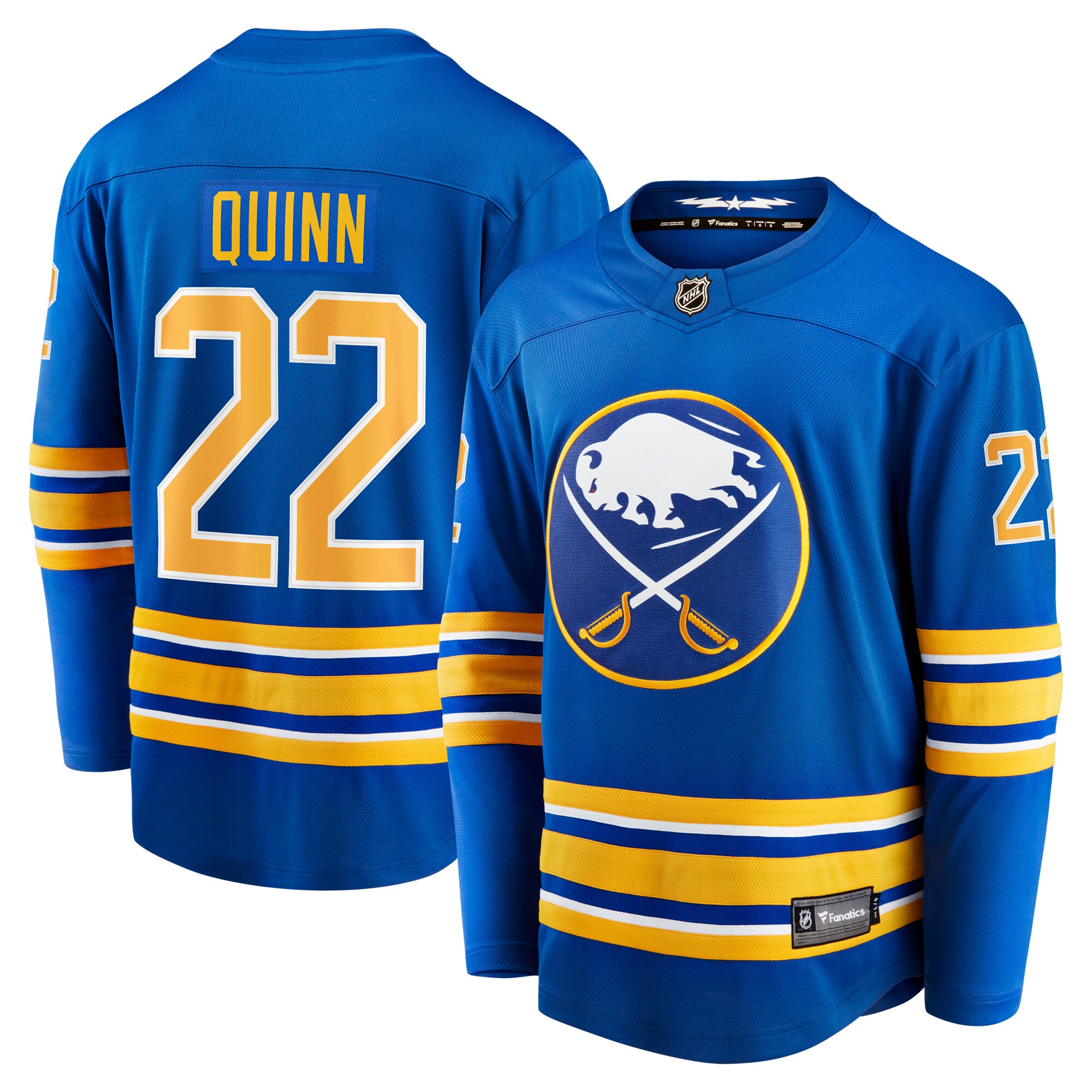 Men's Buffalo Sabres Jack Quinn Royal Home Breakaway Jersey