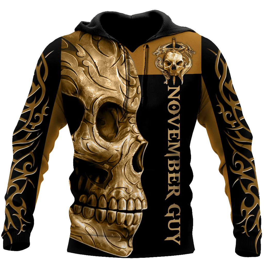 November Guy Skull 3D All Over Printed Shirts For Men And Women