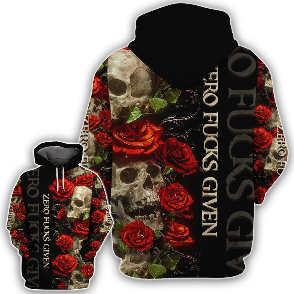 New Skull Rose Zero Fks Given All Over Print – Ty2809211 – TattoosCafe